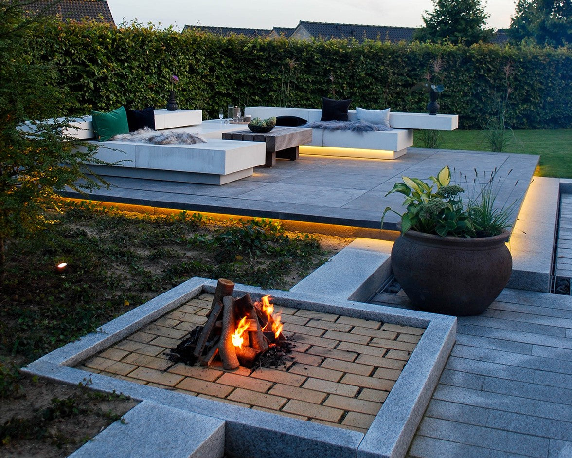 Kongsberg lystrin og terrasse kalksten i natursten