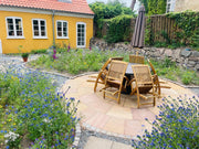 Mahogni_cirkel terrasse rondel i sandsten natursten