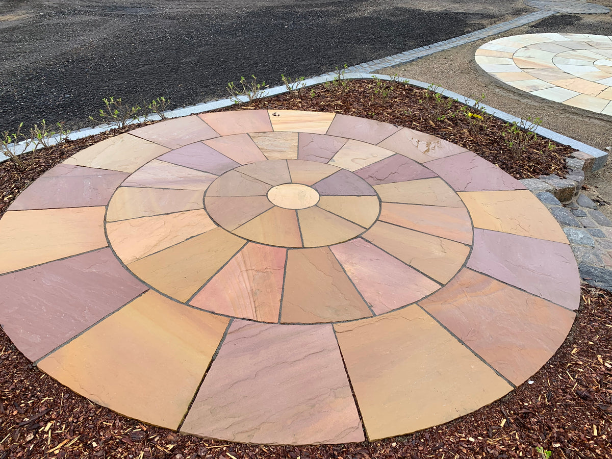 Olive sandsten i cirkel terrasse rondel i natursten