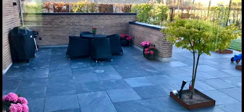 Skifer Shanghai Black Naturstens Terrasse